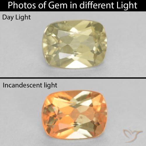 0.78ct طبيعي أصفر فاتح دياسبور متغير اللون, وسادة, قليلا جدا