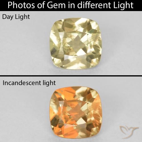 1.20ct طبيعي أصفر فاتح دياسبور متغير اللون, وسادة, قليلا جدا