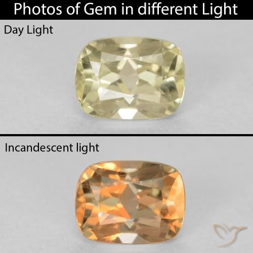 0.93ct طبيعي أصفر فاتح دياسبور متغير اللون, وسادة, قليلا جدا