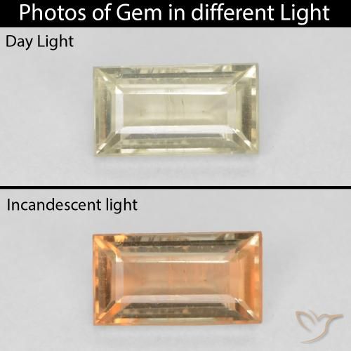 0.53ct طبيعي أصفر فاتح دياسبور متغير اللون, باجيت, قليلا جدا