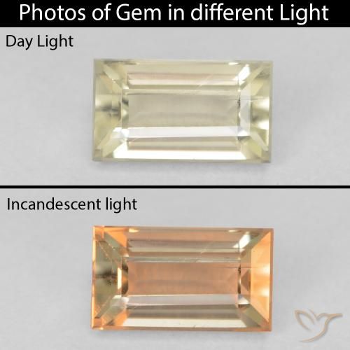 0.90ct طبيعي أصف فاتح جدا دياسبور متغير اللون, باجيت, قليلا جدا