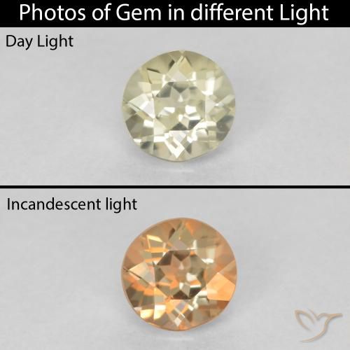 0.30ct طبيعي أصفر فاتح دياسبور متغير اللون, دائري, قليلا جدا
