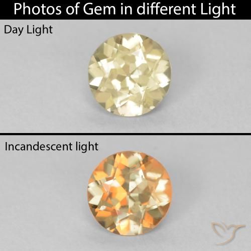 0.57ct طبيعي أصفر فاتح دياسبور متغير اللون, دائري, قليلا جدا