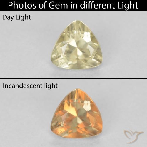 0.42ct طبيعي أصفر فاتح دياسبور متغير اللون, مثلثى, قليلا جدا