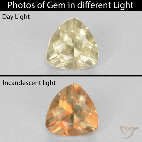 0.33ct طبيعي أصفر فاتح دياسبور متغير اللون, مثلثى, قليلا جدا