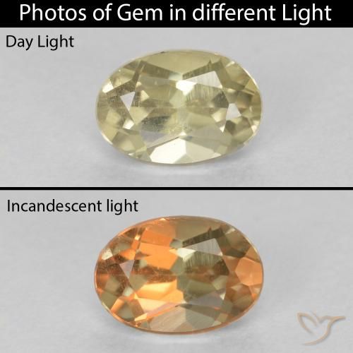 0.67ct طبيعي أصف فاتح جدا دياسبور متغير اللون, بيضوي, قليلا جدا