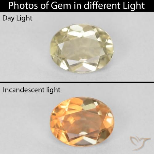 0.41ct طبيعي أصفر فاتح دياسبور متغير اللون, بيضوي, قليلا جدا