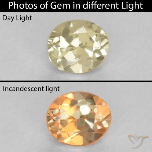0.35ct طبيعي أصفر فاتح دياسبور متغير اللون, بيضوي, قليلا جدا