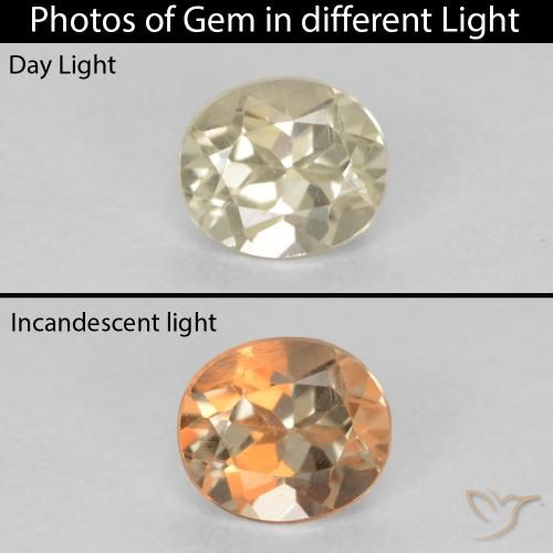 0.60ct طبيعي أصفر فاتح دياسبور متغير اللون, بيضوي, قليلا جدا
