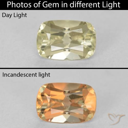 0.97ct طبيعي أصفر فاتح دياسبور متغير اللون, وسادة, VVS