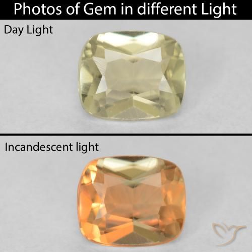 0.56ct طبيعي أصفر فاتح دياسبور متغير اللون, وسادة, VVS