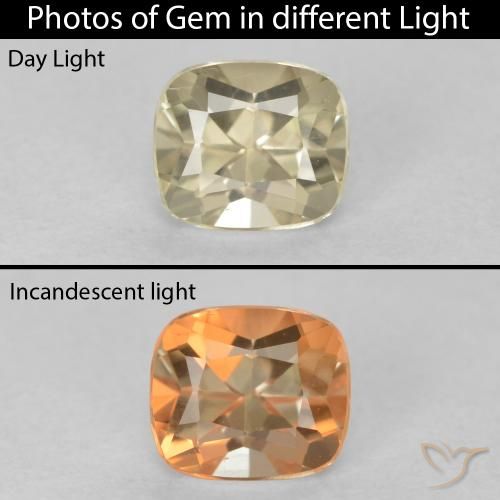 0.68ct طبيعي أصفر فاتح دياسبور متغير اللون, وسادة, VVS