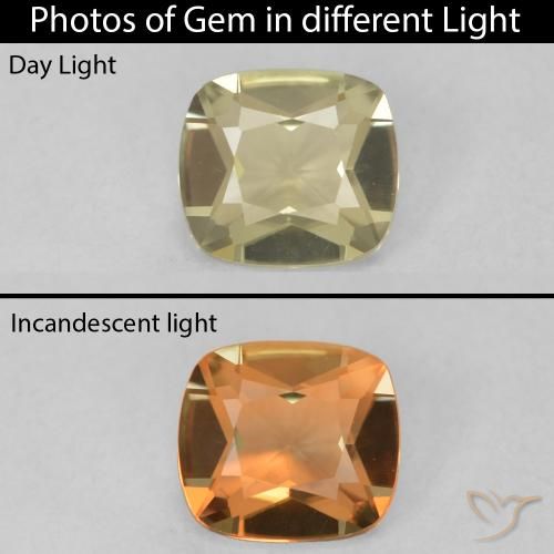 0.68ct طبيعي أصفر فاتح دياسبور متغير اللون, وسادة, VVS
