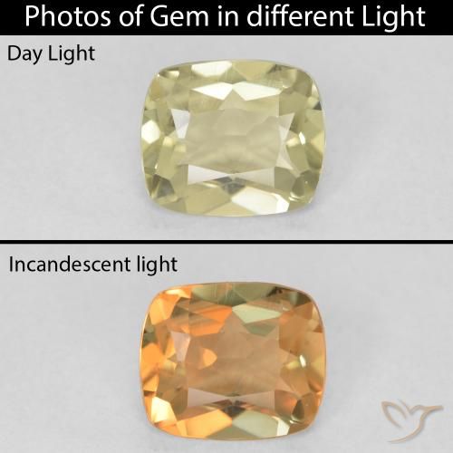 0.89ct طبيعي أصفر فاتح دياسبور متغير اللون, وسادة, VVS