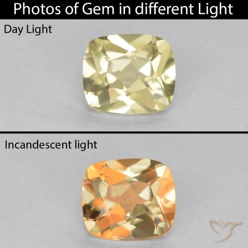 0.79ct طبيعي أصفر فاتح دياسبور متغير اللون, وسادة, VVS