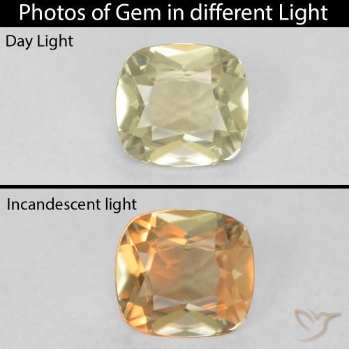 1.04ct طبيعي أصفر فاتح دياسبور متغير اللون, وسادة, VVS