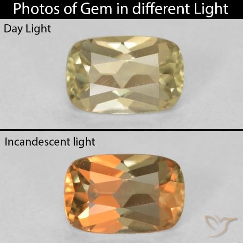 1.01ct طبيعي أصفر فاتح دياسبور متغير اللون, وسادة, VVS