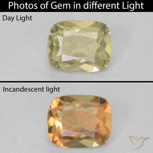 0.75ct طبيعي أصفر فاتح دياسبور متغير اللون, وسادة, VVS
