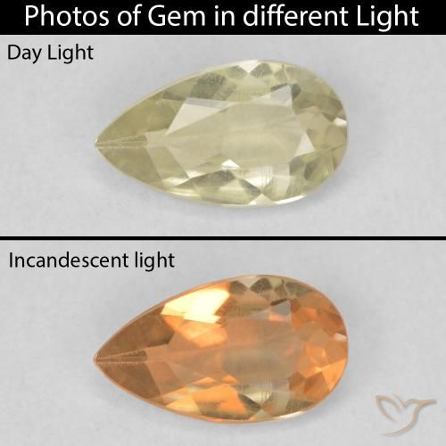 0.54ct طبيعي أصفر فاتح دياسبور متغير اللون, شكل الكمثرى, VVS-VS