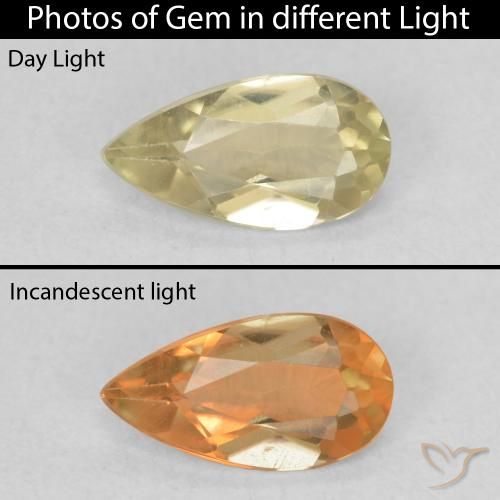 0.55ct طبيعي أصفر فاتح دياسبور متغير اللون, شكل الكمثرى, VVS-VS