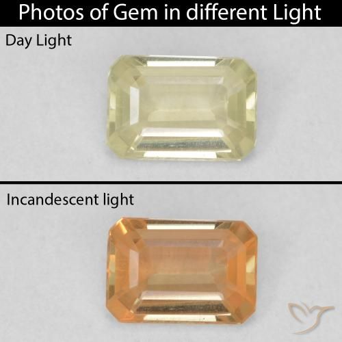 0.55ct طبيعي أصفر فاتح دياسبور متغير اللون, قص الزمرد, VVS-VS