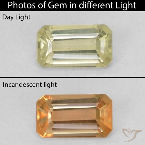 0.88ct طبيعي أصفر فاتح دياسبور متغير اللون, قص الزمرد, VVS-VS