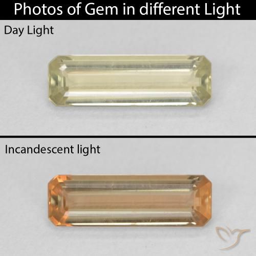 1.26ct طبيعي أصفر فاتح دياسبور متغير اللون, قص الزمرد, VVS-VS
