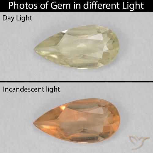 0.71ct طبيعي أصفر فاتح دياسبور متغير اللون, شكل الكمثرى, VVS