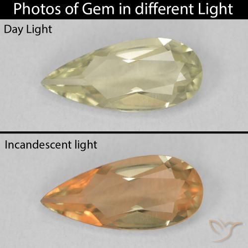 0.91ct طبيعي أصفر متوسط دياسبور متغير اللون, شكل الكمثرى, VVS