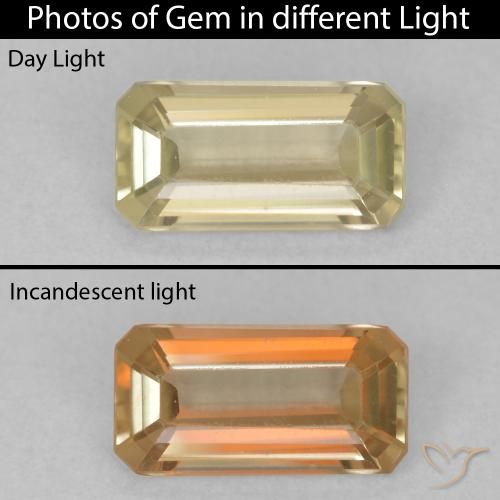 0.87ct طبيعي أصفر فاتح دياسبور متغير اللون, قص الزمرد, VVS