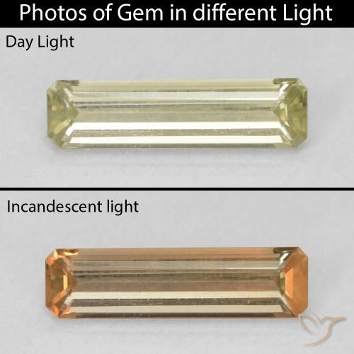 1.26ct طبيعي أصفر رقيق دياسبور متغير اللون, قص الزمرد, VVS