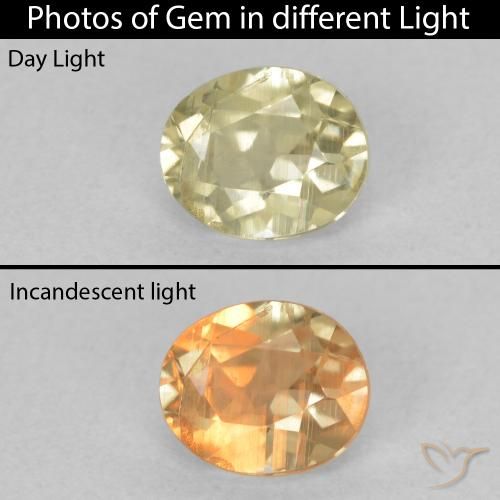 0.76ct طبيعي أصفر فاتح دياسبور متغير اللون, بيضوي, VS-SI