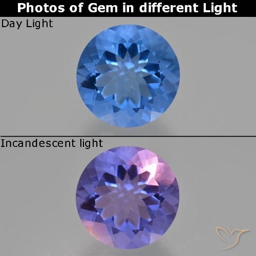 14.18ct طبيعي أزرق بحرى فلوريت متغير اللون, دائري, قليلا جدا