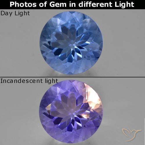 14.74ct طبيعي أزرق غامق فلوريت متغير اللون, دائري, قليلا جدا