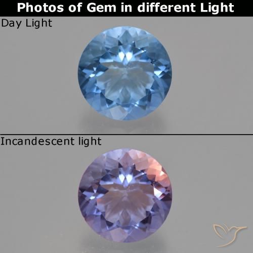 11.48ct طبيعي أزرق بحرى كثيف فلوريت متغير اللون, دائري, قليلا جدا