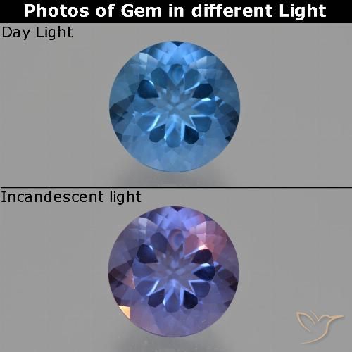 11.21ct طبيعي أزرق بحرى فلوريت متغير اللون, دائري, قليلا جدا