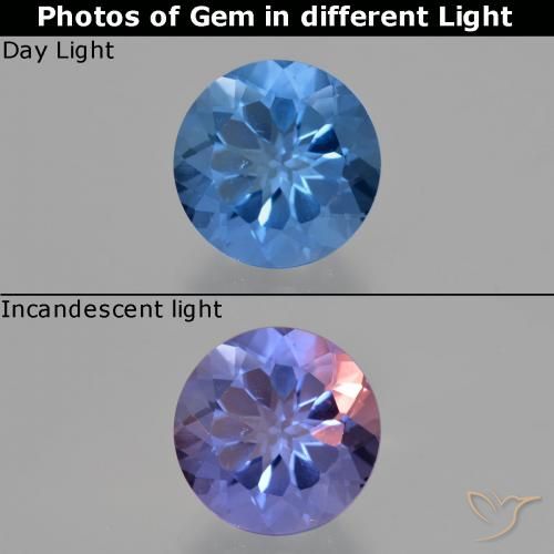 11.28ct طبيعي أزرق مصرى فلوريت متغير اللون, دائري, قليلا جدا