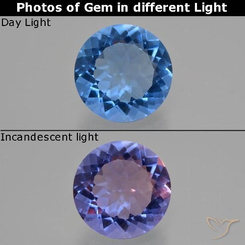 12.97ct طبيعي أزرق مصرى فلوريت متغير اللون, دائري, قليلا جدا