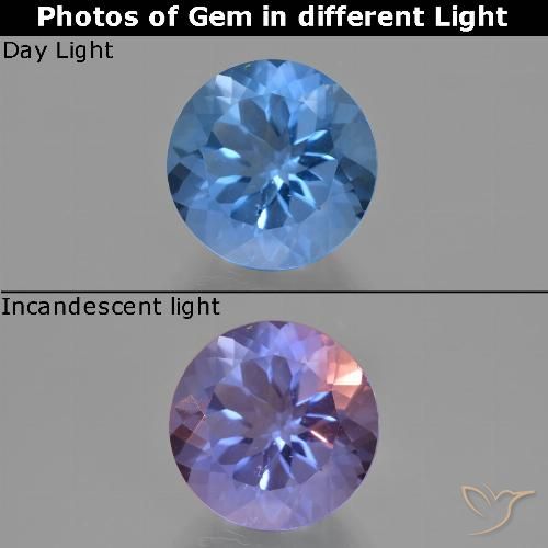 11.45ct طبيعي أزرق لامع فلوريت متغير اللون, دائري, قليلا جدا