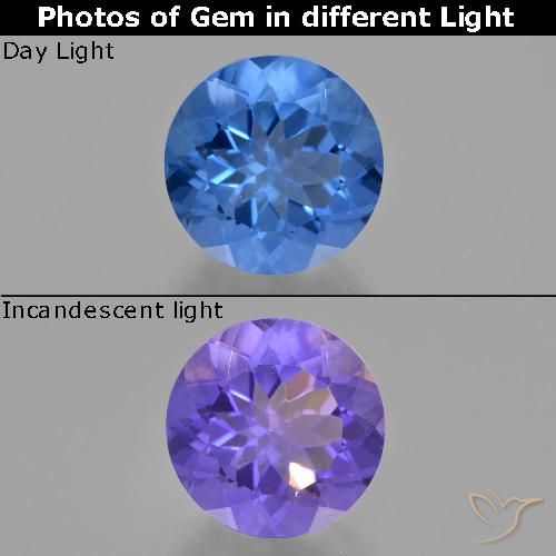 12.13ct طبيعي أزرق لامع فلوريت متغير اللون, دائري, قليلا جدا