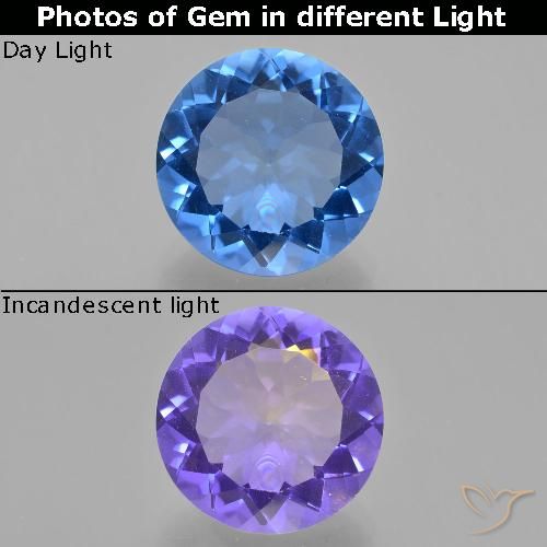 12.64ct طبيعي أزرق لامع فلوريت متغير اللون, دائري, قليلا جدا