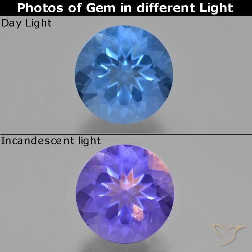 11.82ct طبيعي أزرق مصرى فلوريت متغير اللون, دائري, قليلا جدا