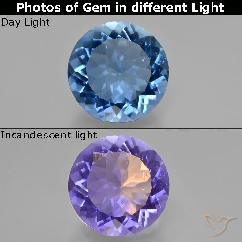 12.28ct طبيعي أزرق بحرى فلوريت متغير اللون, دائري, قليلا جدا