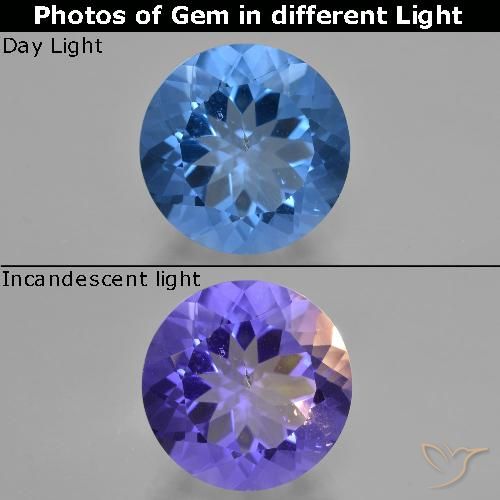 13.49ct طبيعي أزرق بحرى فلوريت متغير اللون, دائري, قليلا جدا