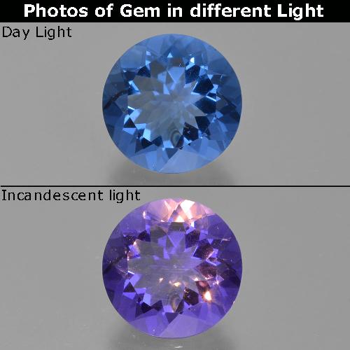 فلوريت متغير اللون ازرق غامق طبيعي، قصة دائرى، 12.60 قيراط، قليلا جدا