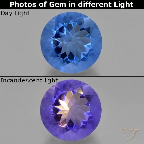 13.93ct طبيعي أزرق غامق فلوريت متغير اللون, دائري, قليلا جدا