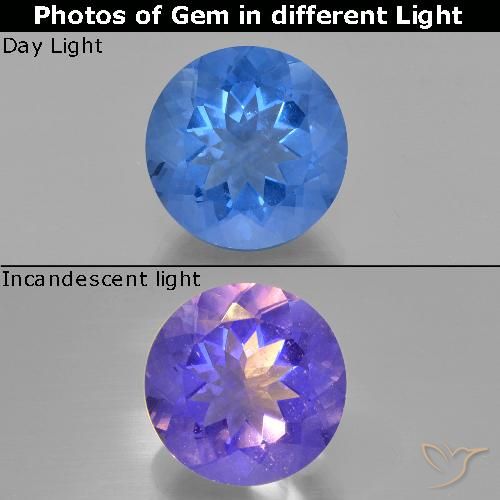 13.99ct طبيعي أزرق مصرى فلوريت متغير اللون, دائري, قليلا جدا