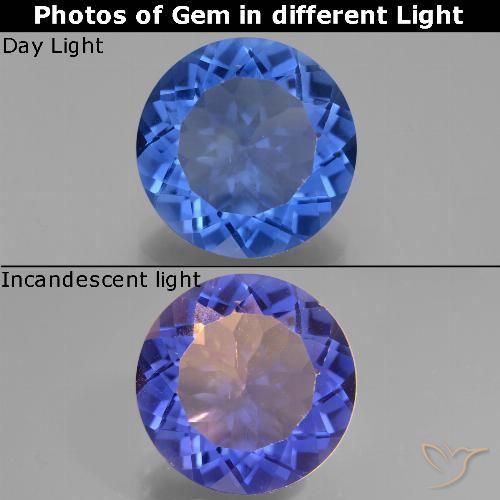 12.27ct طبيعي أزرق غامق فلوريت متغير اللون, دائري, قليلا جدا