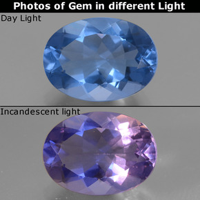 فلوريت متغير اللون أزرق بنفسجى طبيعي، قصة بيضاوى، 8.29 قيراط، VVS