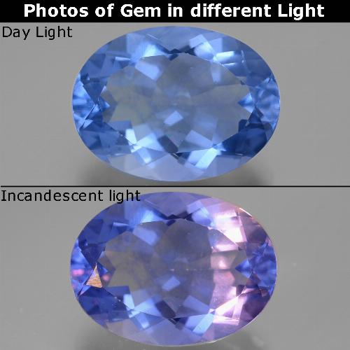 فلوريت متغير اللون أزرق متوسط طبيعي، قصة بيضاوى، 20.55 قيراط، VVS-VS